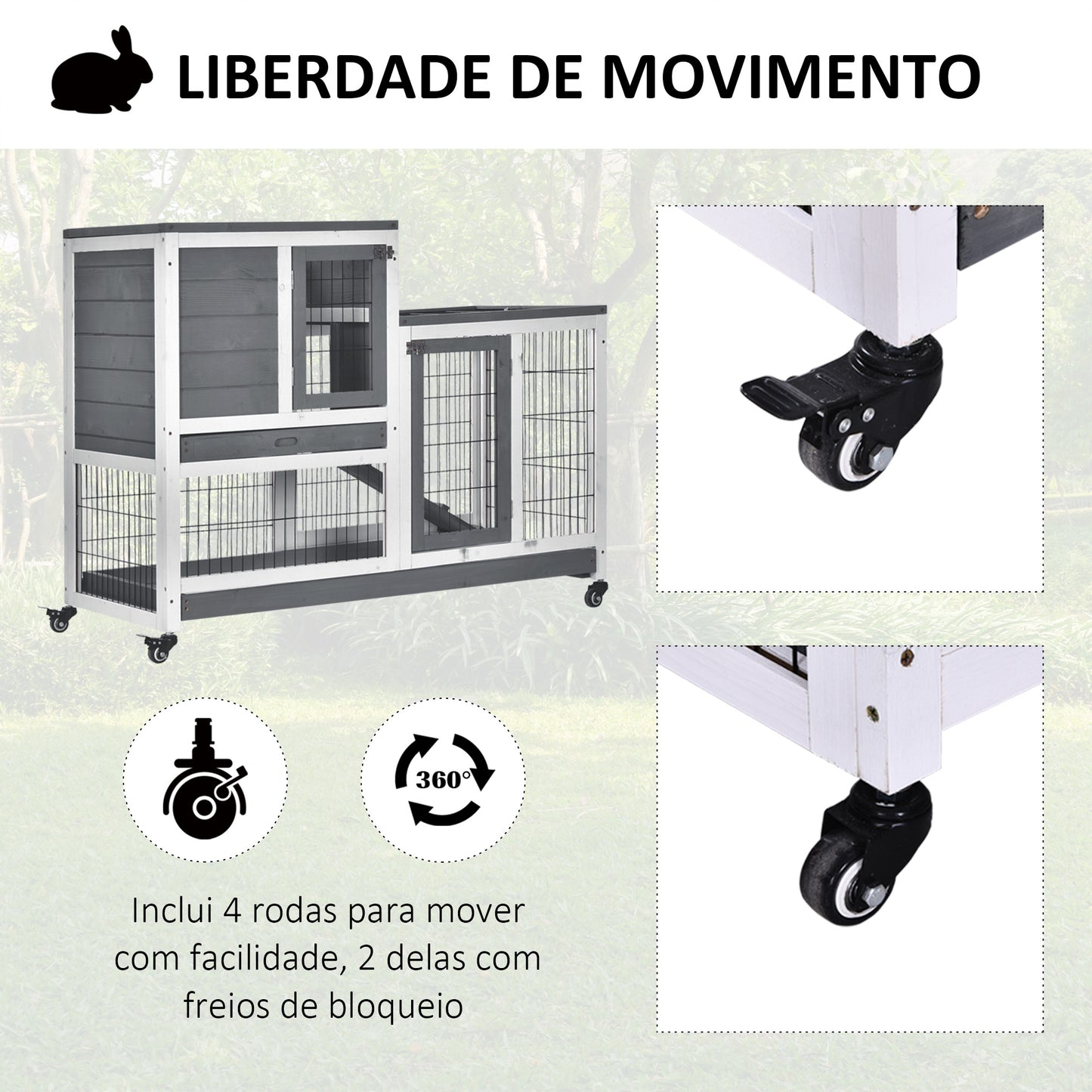 Coelheira de Madeira para Interior com Rodas