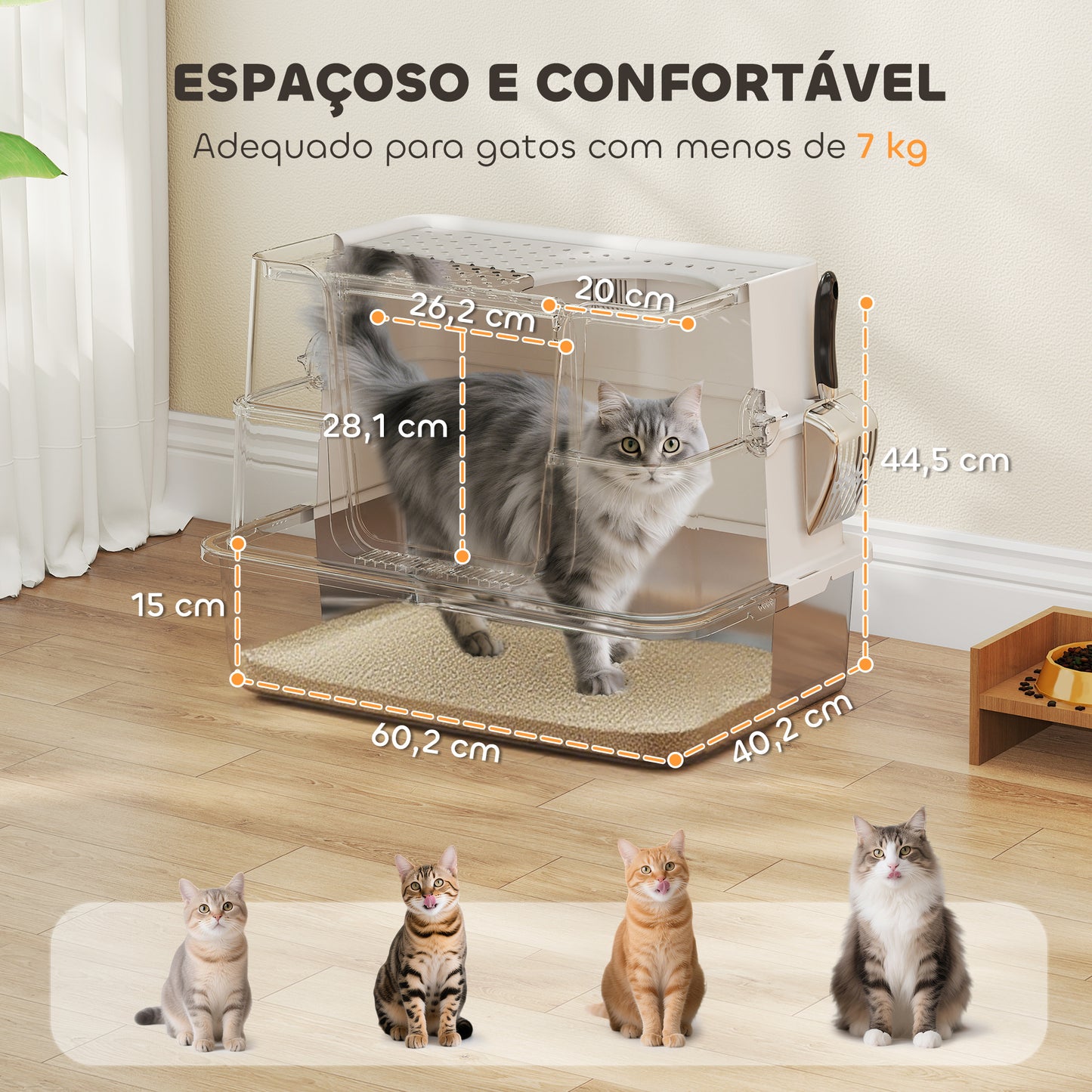 Caixa de Areia para Gatos XL Tampa Rebatível