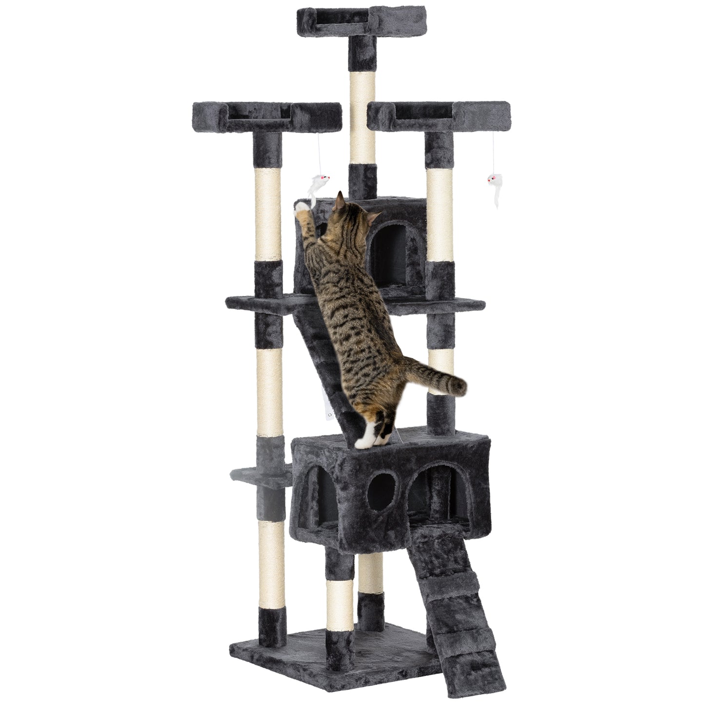 Arranhador para Gatos com Múltiplos Níveis Cinzento