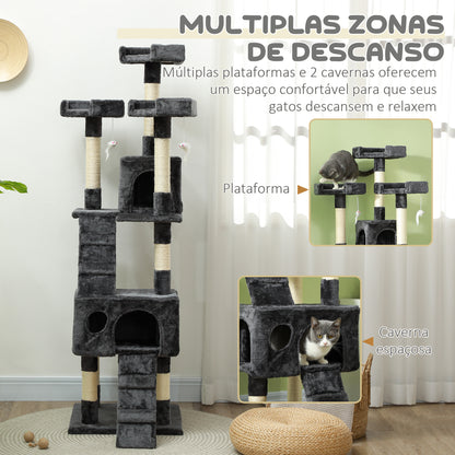 Arranhador para Gatos com Múltiplos Níveis Cinzento