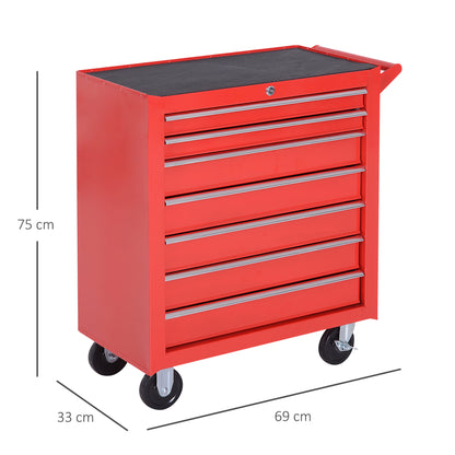 Carrinho de Ferramentas com 7 Gavetas Vermelho