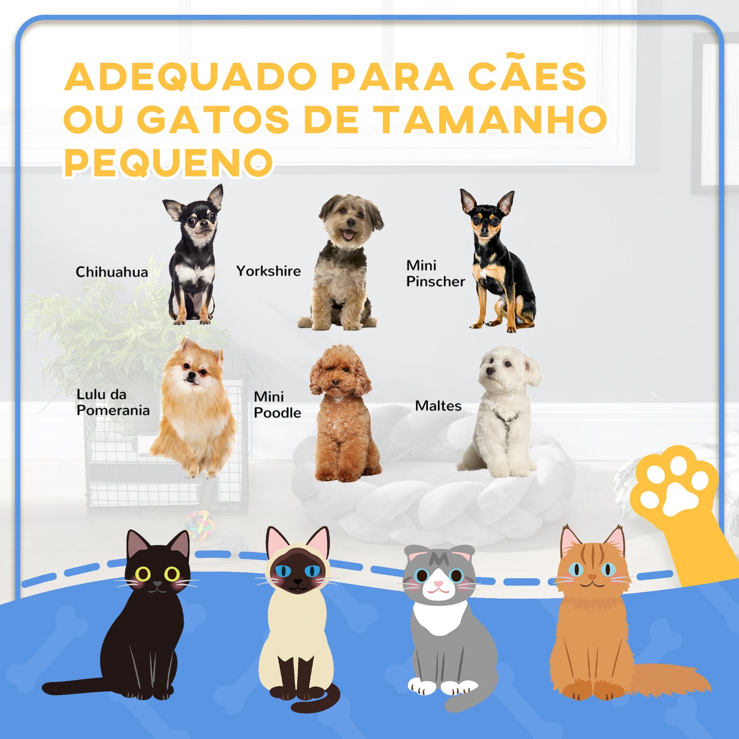 Cama Redonda para Cães Pequenos Lavável