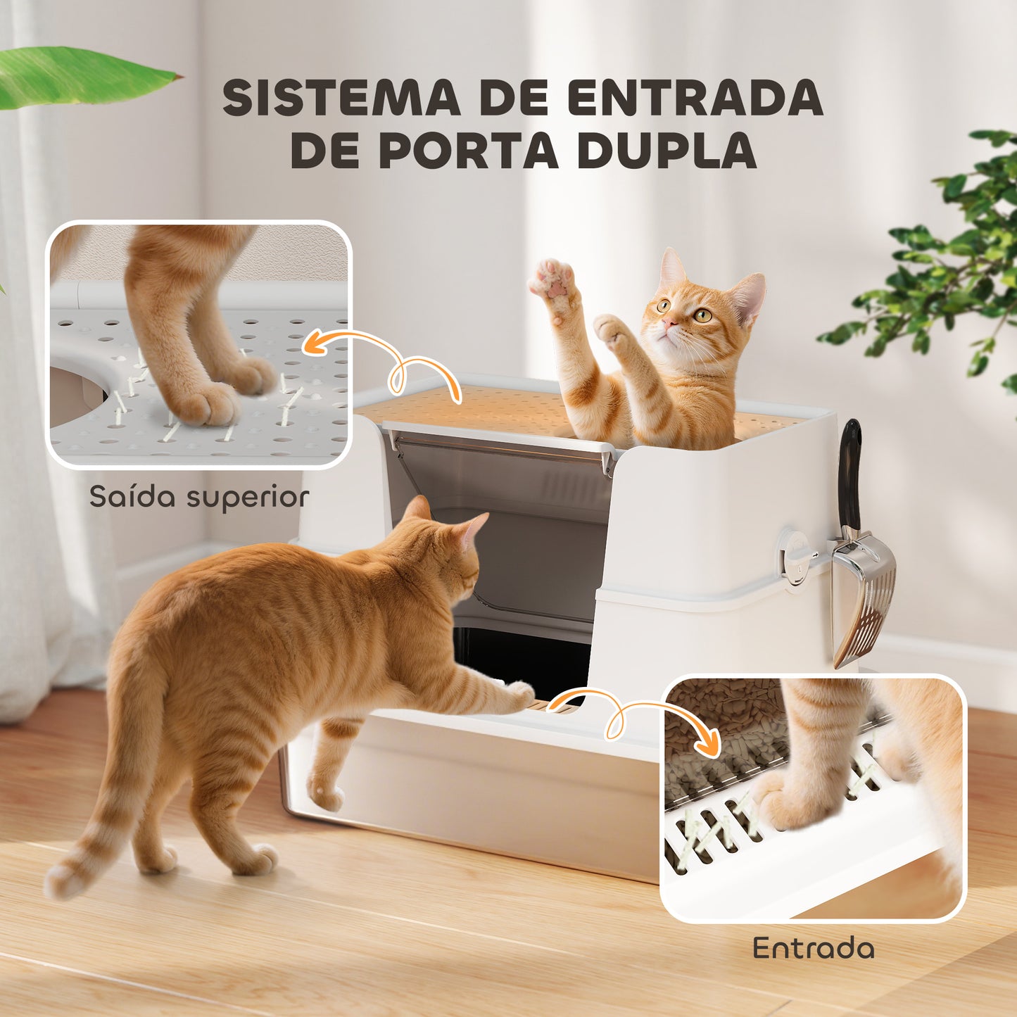 Caixa de Areia para Gatos XL Tampa Rebatível