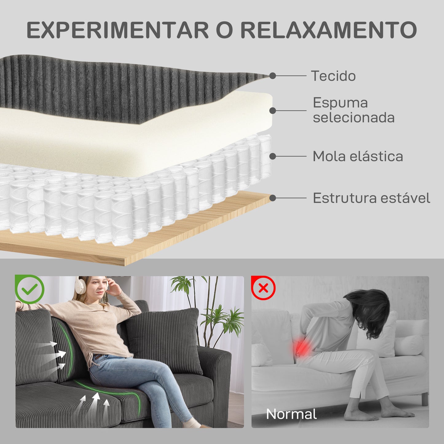 Sofá de Sala 3 Lugares Estofado em Veludo