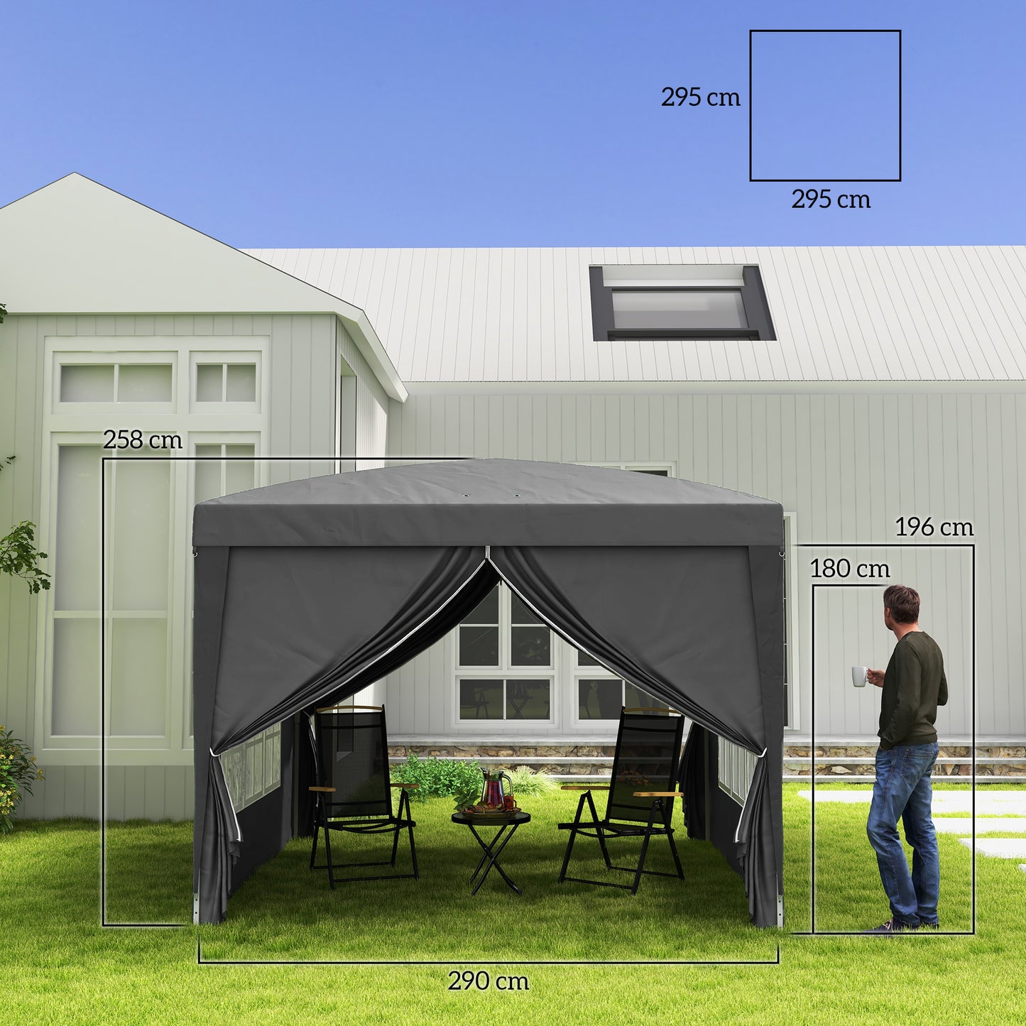 Tenda Dobrável Pop-Up com 4 Paredes Laterais Verde