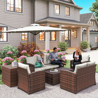 Conjunto de Jardim Exterior em Vime de 6 Peças