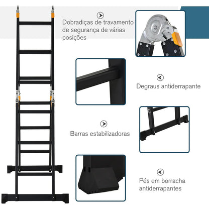 Escada multiuso dobrável 5 em 1