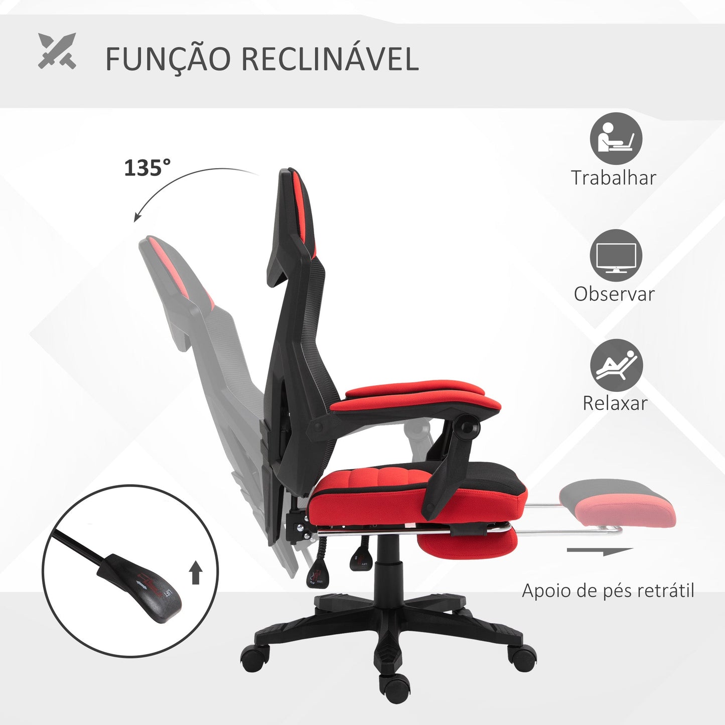 Cadeira de Escritório Ergonômica Vermelha