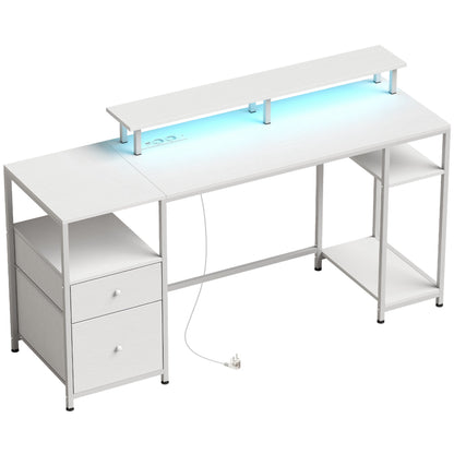 Secretária com Luzes LED e Portas USB