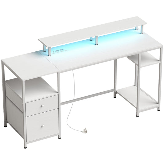 Secretária com Luzes LED e Portas USB