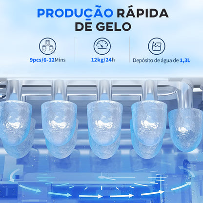 Máquina de Fazer Gelo Silenciosa 12 kg/24h