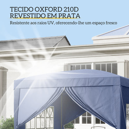 Tenda Dobrável Pop-Up com 4 Paredes Laterais Azul