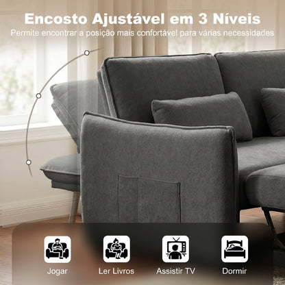 Sofá-Cama 2 Lugares 3 em 1 com Mesa Auxiliar