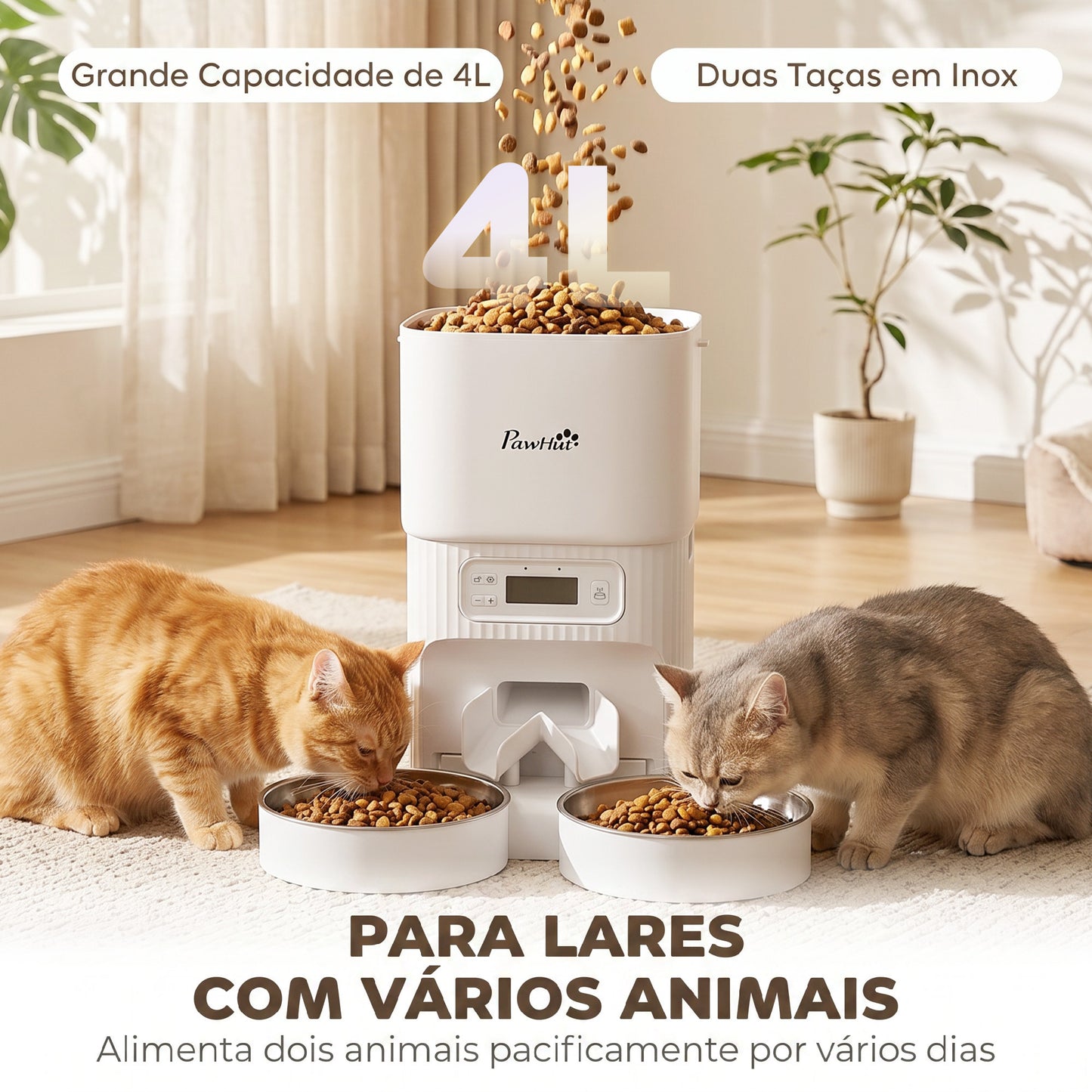 Dispensador Automático de Ração para Cães e Gatos