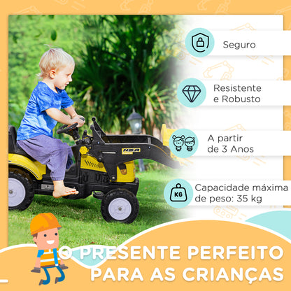 Trator a Pedais Infantil Escavadora com Pá Dianteira