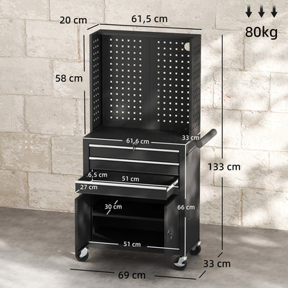 Carrinho de Ferramentas com 3 Gavetas e Painel de Perfurado