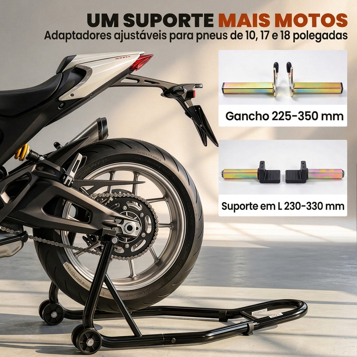 Suporte de Roda Traseira para Moto com Rodas