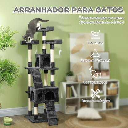 Arranhador para Gatos com Múltiplos Níveis Cinzento