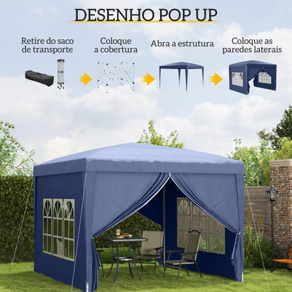 Tenda Dobrável Pop-Up com 4 Paredes Laterais Azul
