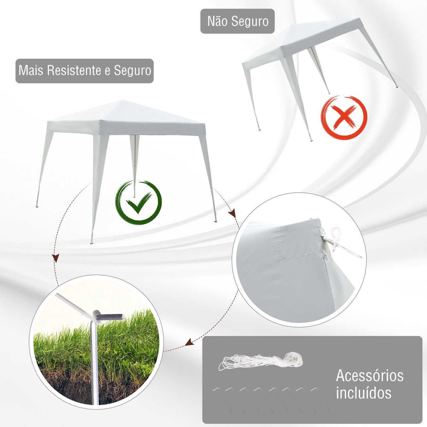 Tenda Dobrável Pop-Up 3x3 Branco Prateado