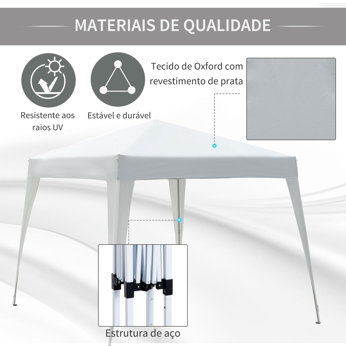 Tenda Dobrável Pop-Up 3x3 Branco Prateado
