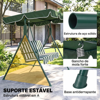 Baloiço de Jardim de 3 Lugares com Almofada Verde