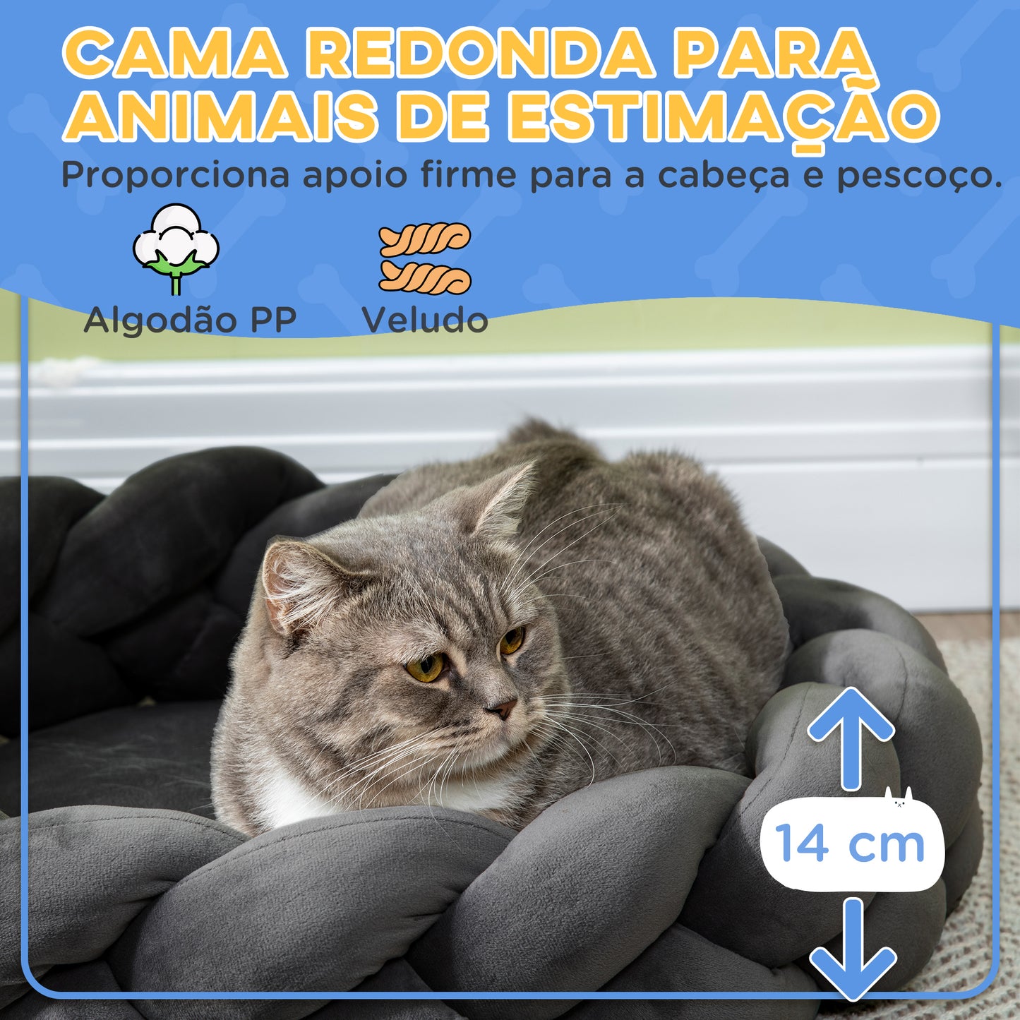 Cama Redonda para Cães Pequenos Lavável