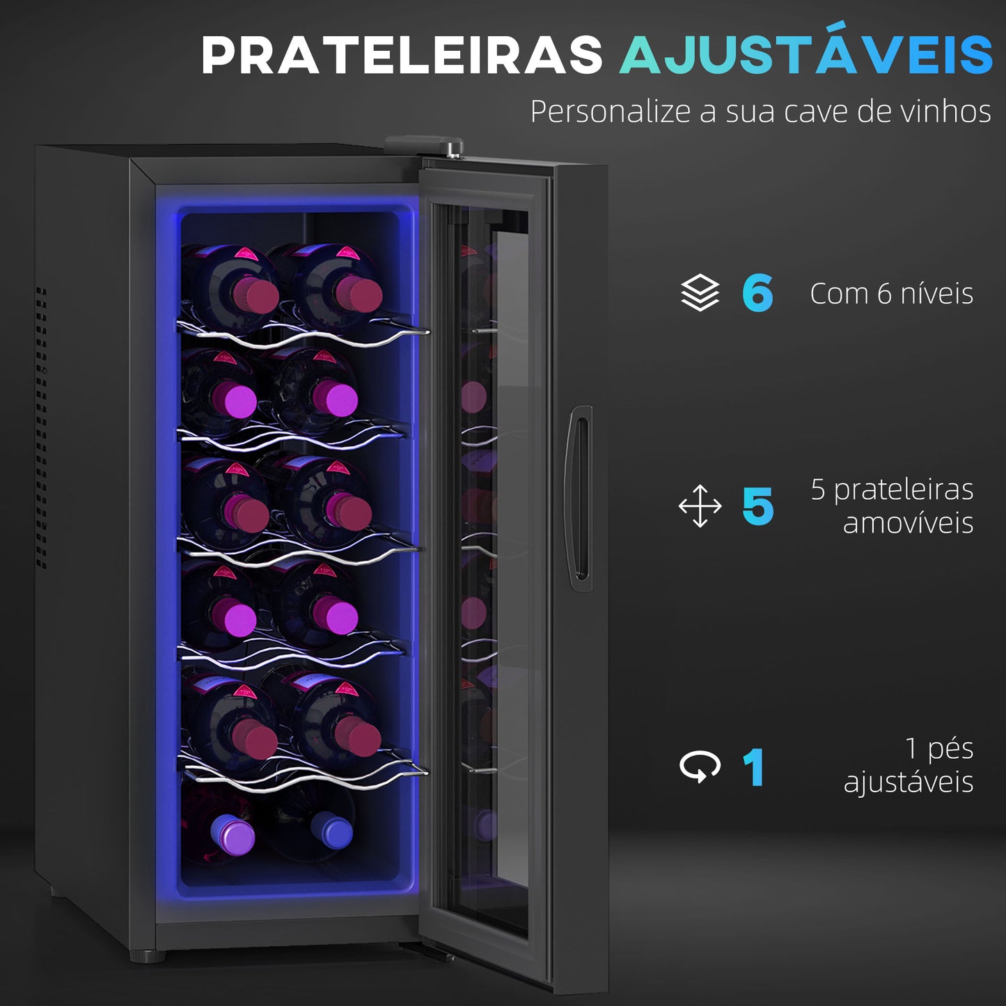 Cave de Vinhos para 12 Garrafas com Refrigeração Termoelétrica