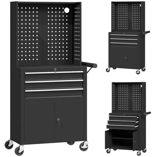 Carrinho de Ferramentas com 3 Gavetas e Painel de Perfurado