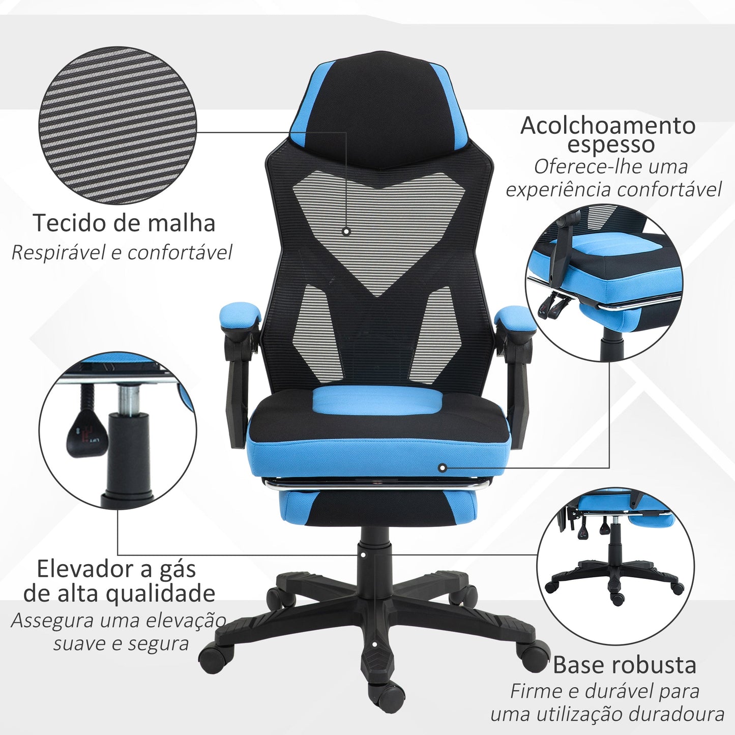 Cadeira de Escritório Ergonômica Azul