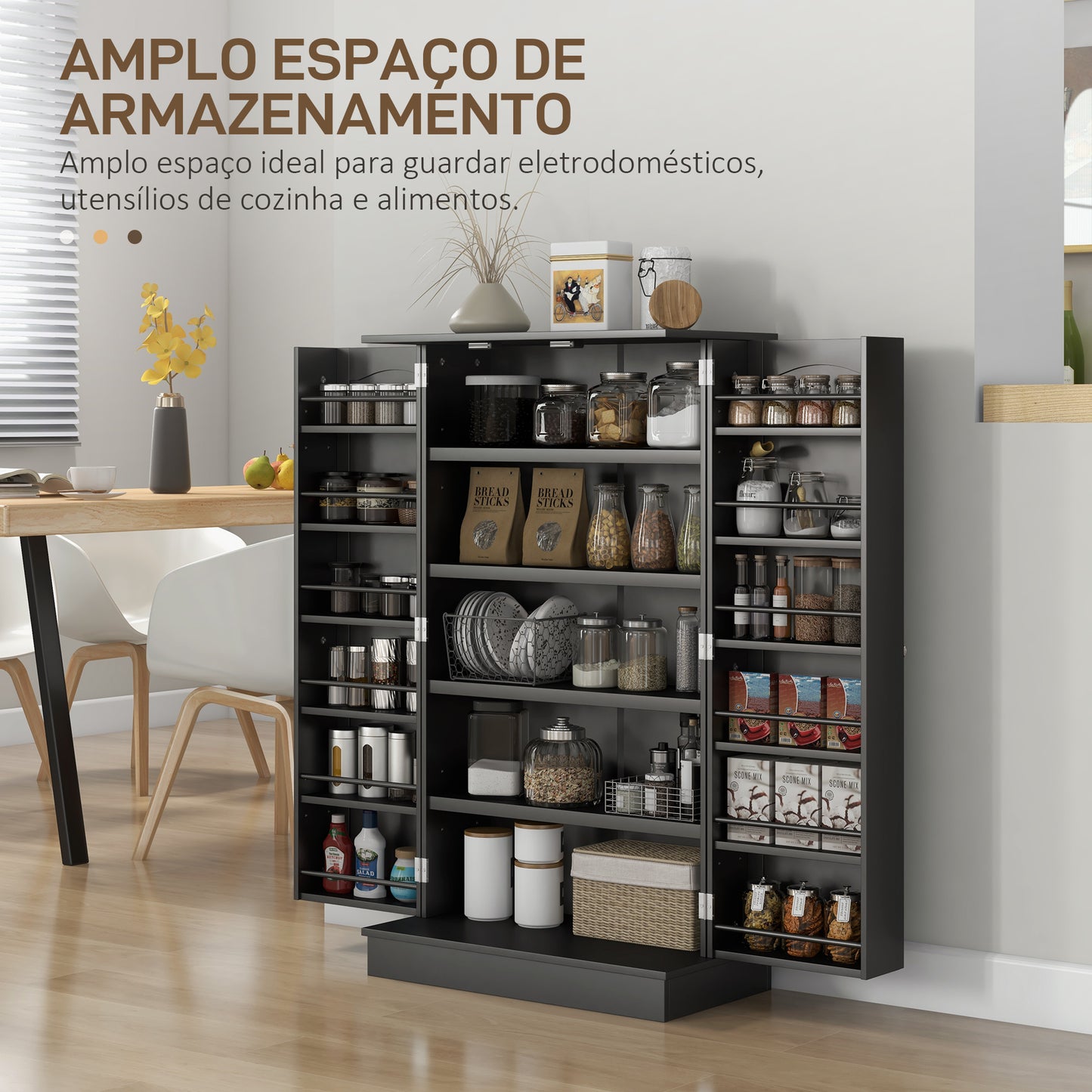 Armário de Cozinha com 2 Portas e 16 Prateleiras