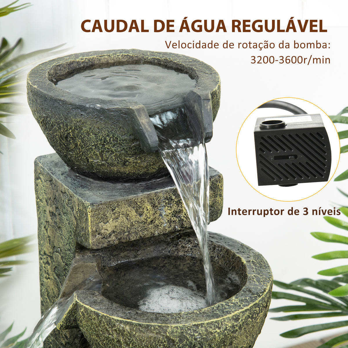 Fonte de Jardim 5 W Fonte de Água em Cascata