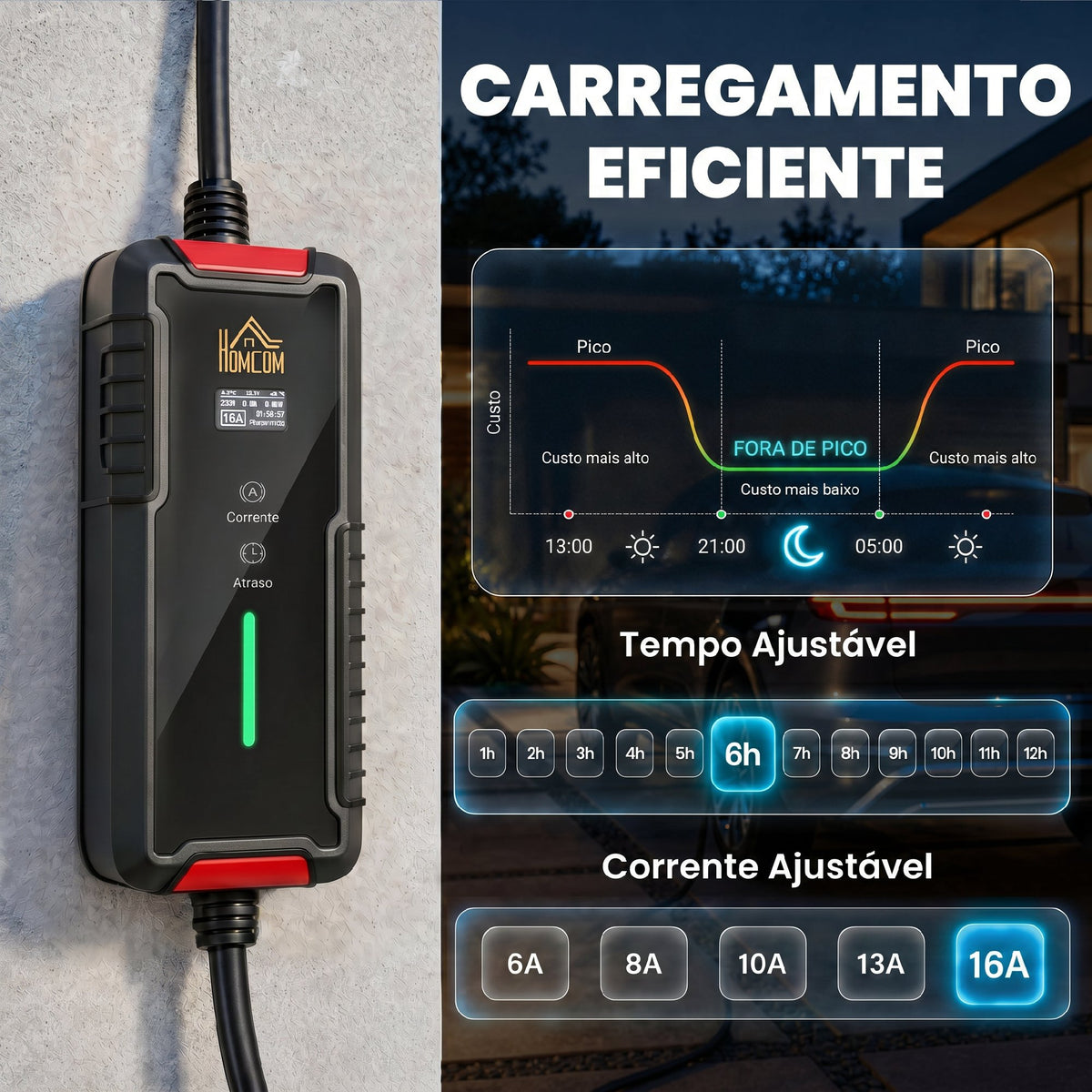 Carregador para Automóvel Elétrico 3,5 kW – Tipo 2